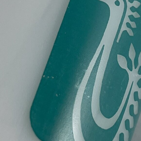 Set of 2 Vintage Federal Milk Glass Pedestal Mugs, Turquoise "Danish Rooster" - Picture 7 of 7